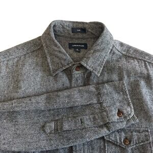 J. Crew Jeans J6129 Wool Blend Grey Button Up Men Long Sleeve Shirt‎ Sz M #467